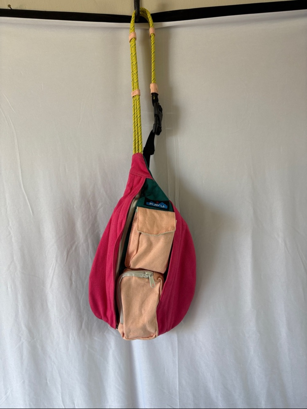 KAVU Colorblock Sling Bag in Pink, Peach & Teal